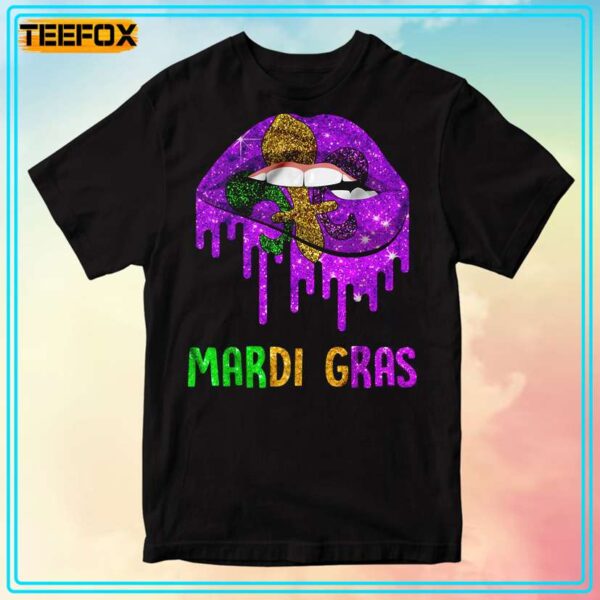 Mardi Gras Lip Biting Unisex T Shirt