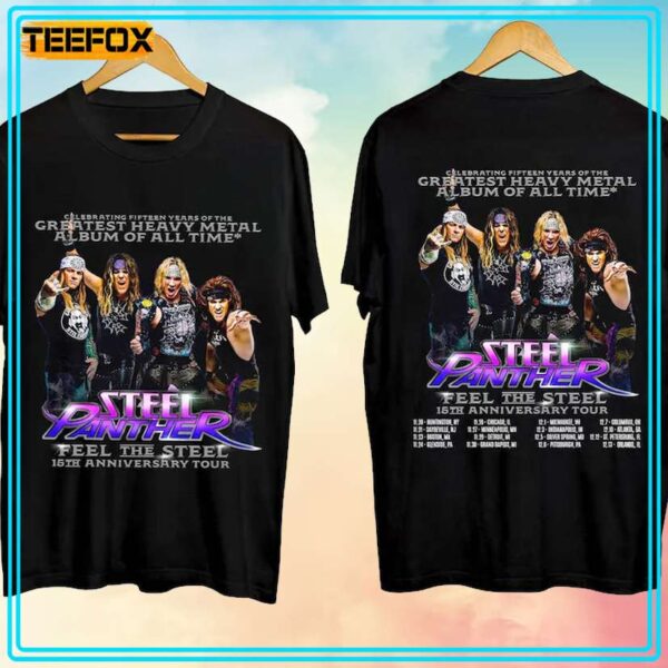 Steel Panther Feel the Steel 15th Anniversary Tour 2024 Concert T Shirt