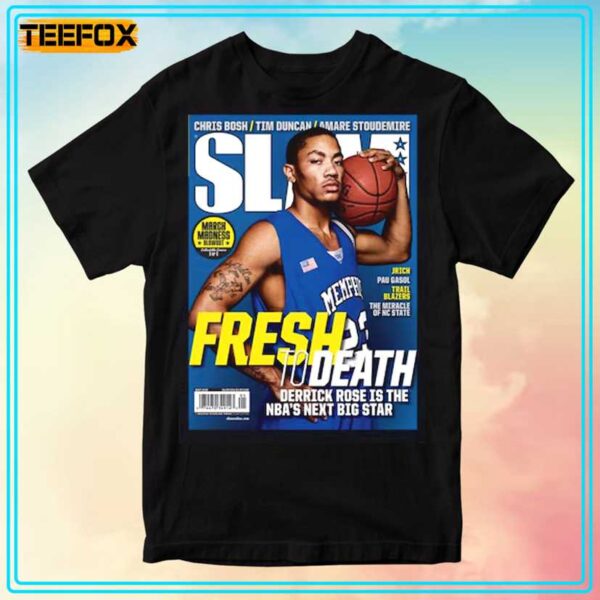 Derrick Rose Memphis Tigers NCAA NBA Slam Cover T Shirt