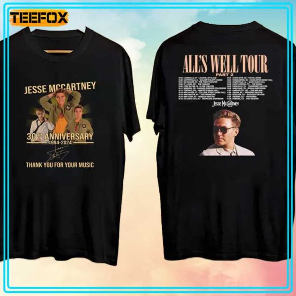 Jesse McCartney 30th Anniversary Alls Well Tour T Shirt