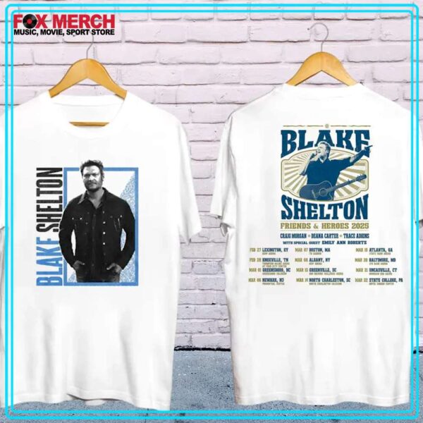 Blake Shelton Friends and Heroes Tour 2025 Concert T Shirt