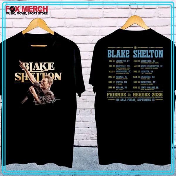 Blake Shelton Friends and Heroes Tour 2025 T Shirt