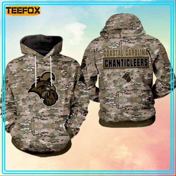 Coastal Carolina Chanticleers NCAA Camo Veteran Unisex 3D Hoodie