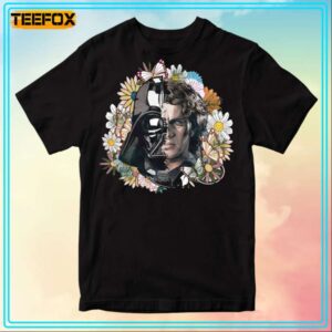 Darth Vader And Anakin Skywalker Half Face Floral T Shirt