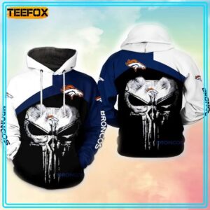 Denver Broncos NFL Skull Punisher Team 3D Hoodie