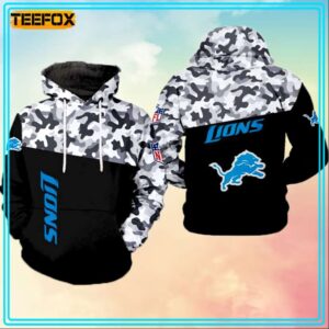 Detroit Lions NFL Camo Veteran Team 3D Hoodie