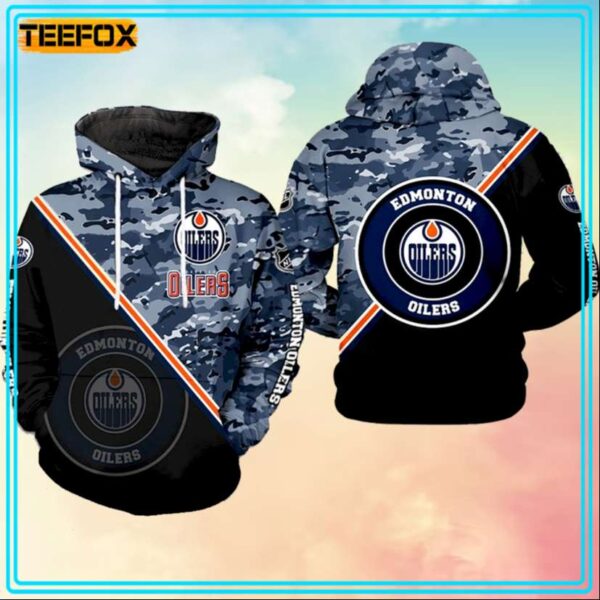 Edmonton Oilers NHL Camo Team 3D Hoodie