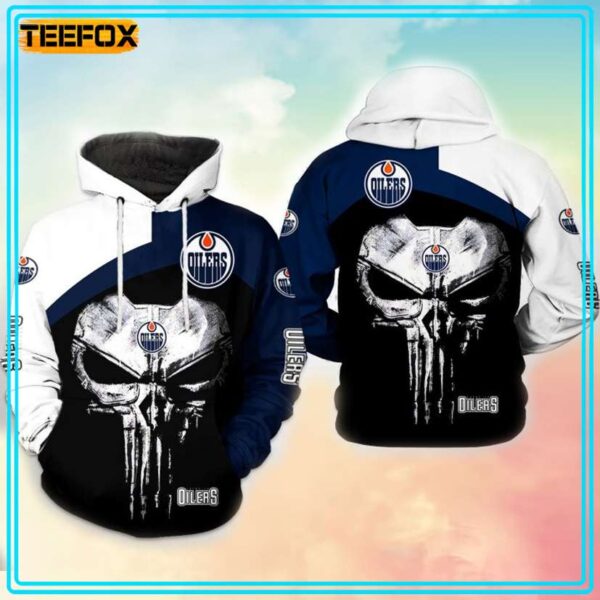 Edmonton Oilers NHL Skull Punisher 3D Hoodie