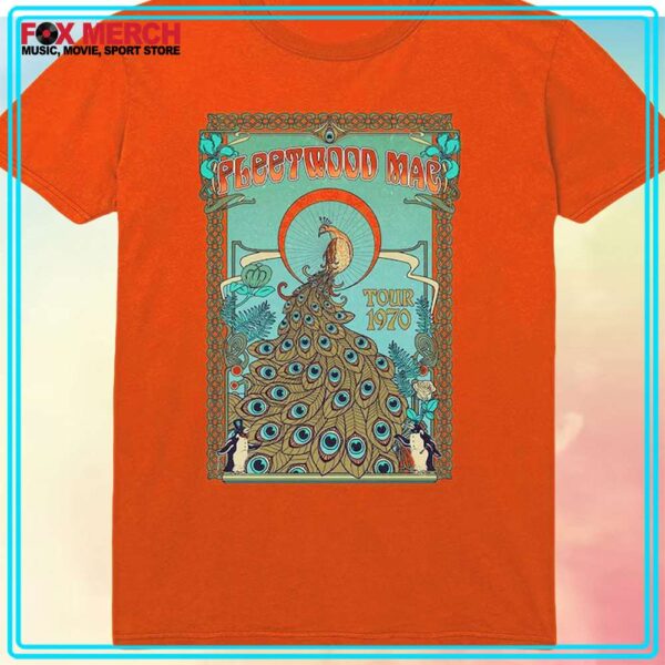 Fleetwood Mac Tour 1970 Peacock Retro T Shirt