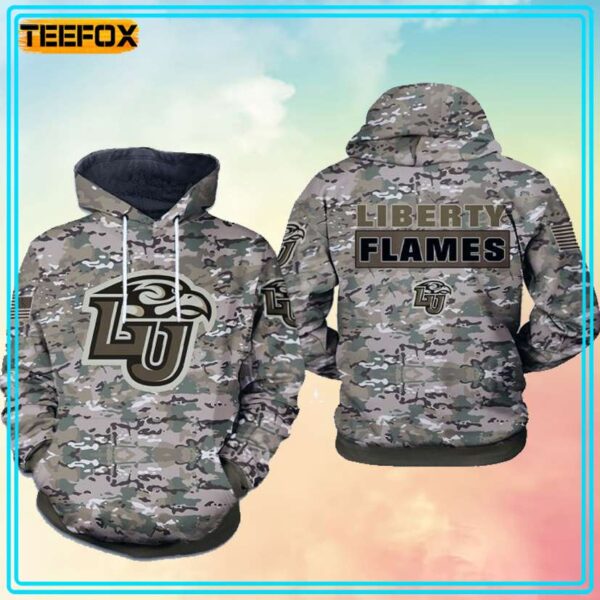 Liberty Flames NCAA Camo Veteran 3D Hoodie