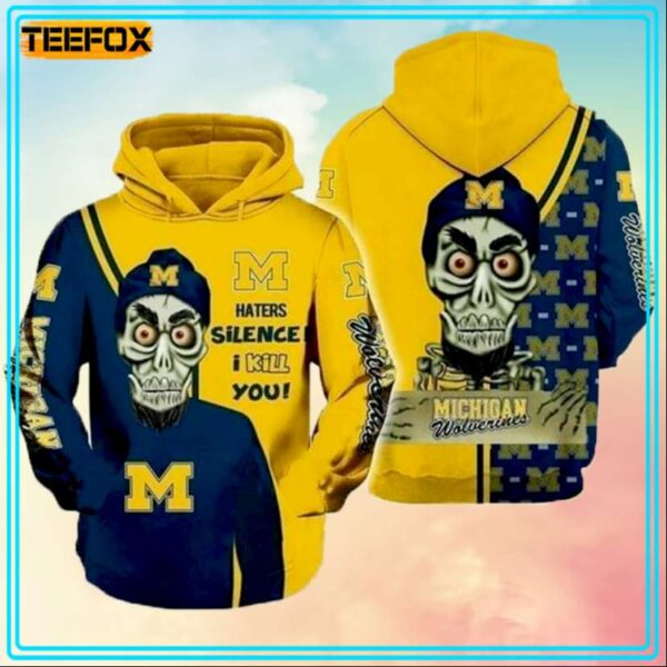 Michigan Wolverines Skull Haters Silence I Kill You Unisex 3D Hoodie