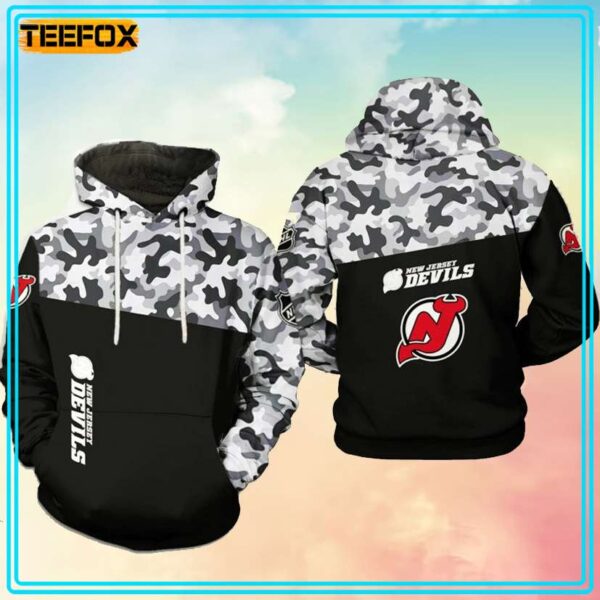 New Jersey Devils NHL Camo Veteran 3D Hoodie