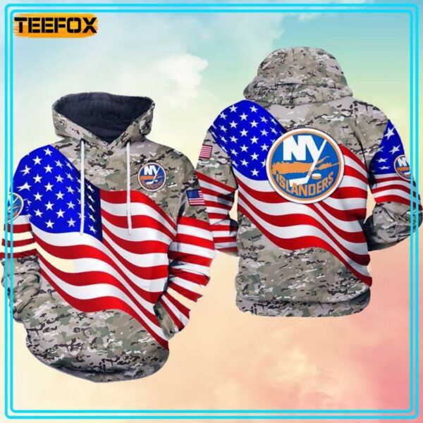 New York Islanders NHL Camo Veteran 3D Hoodie