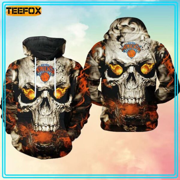 New York Knicks NBA Skull 3D Hoodie