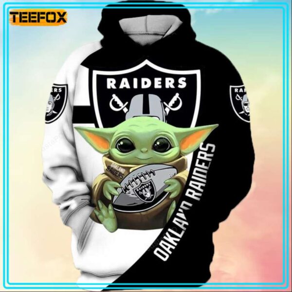 Oakland Raiders NFL Yoda Baby Yoda 3D Hoodie