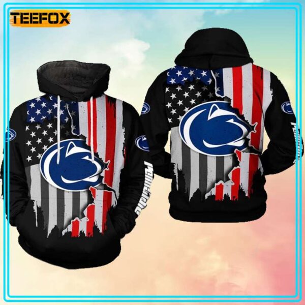 Penn State Nittany Lions NCAA US Flag 3D Hoodie