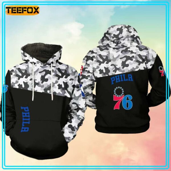 Philadelphia 76ers NBA Camo Veteran 3D Hoodie