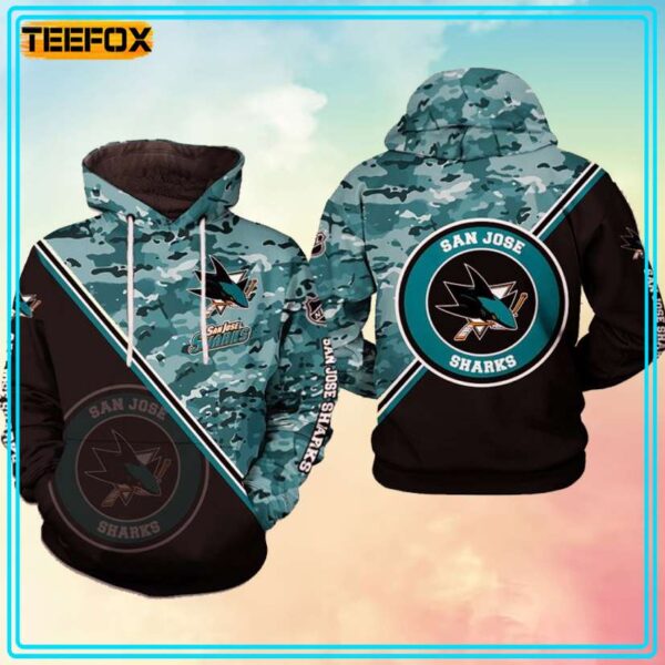 San Jose Sharks NHL Camo 3D Hoodie