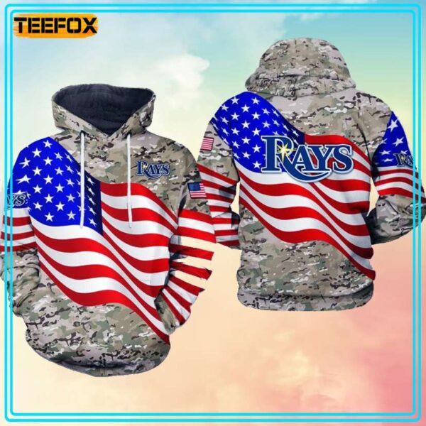 Tampa Bay Rays MLB Camo Veteran 3D Hoodie