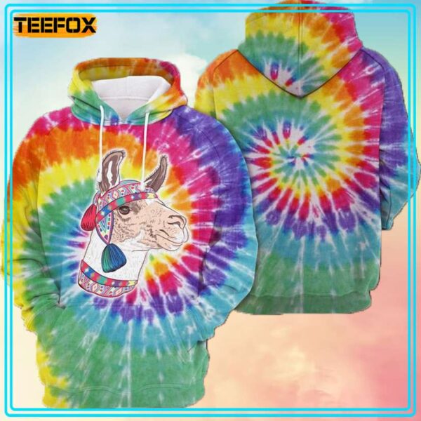 Tie Dye Hipster Alpaca 3D Hoodie