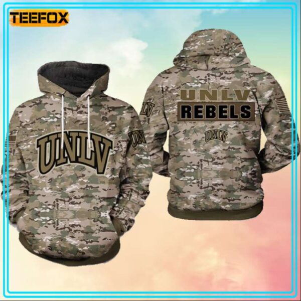 Unlv Rebels Ncaa Camo Veteran Unisex 3D Hoodie