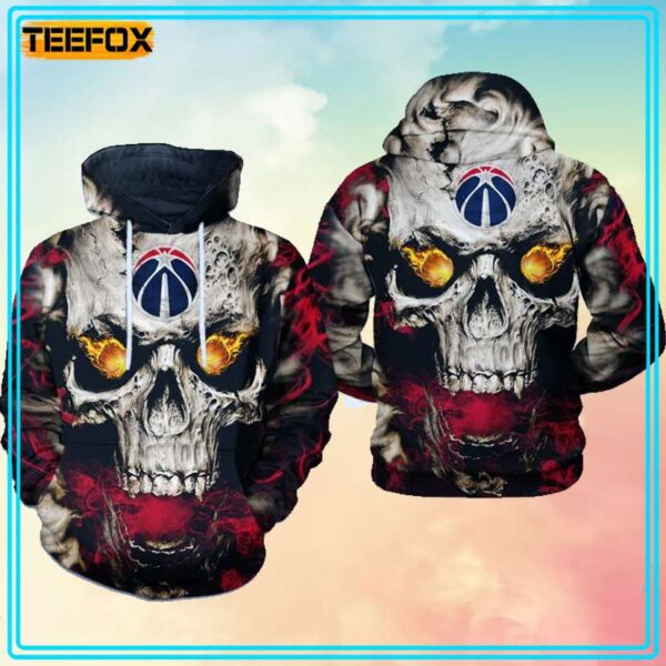 Washington Wizards NBA Skull 3D Hoodie