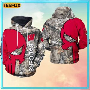 Wisconsin Badgers NCAA Camo Veteran Hunting 3D Hoodie All Over Print