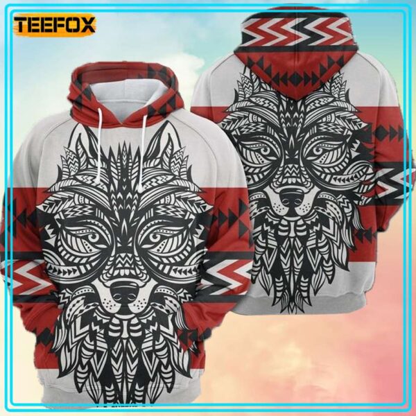 Wolf Zentangle Native Pattern 3D Hoodie