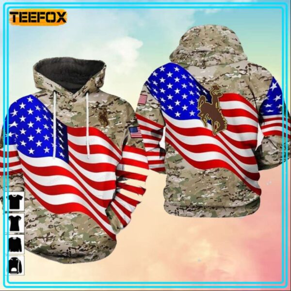 Wyoming Cowboys Camo Veteran 3D Hoodie