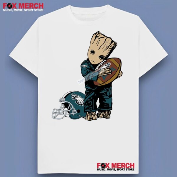 Groot Philadelphia Eagles Helmet And Ball Graphic T Shirt