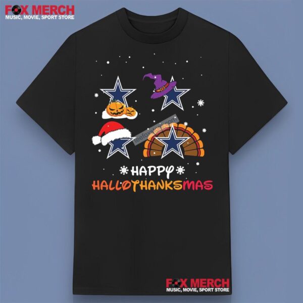 Happy Hallothanksmas Dallas Cowboys Xmas Day T Shirt 1