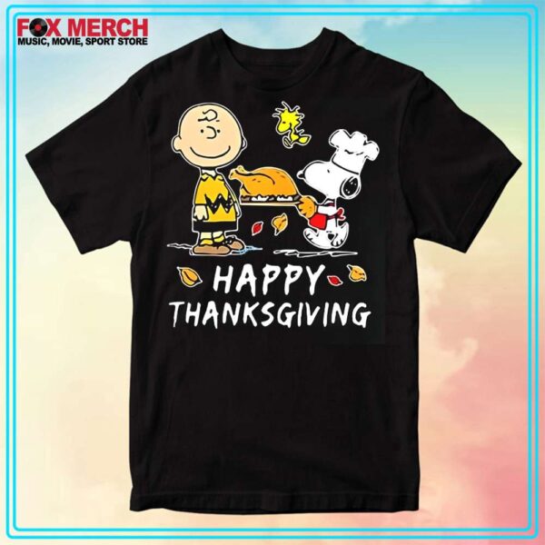 Happy Thanksgiving Charlie Brown And Snoopy Chef Turkey Unisex Shirt