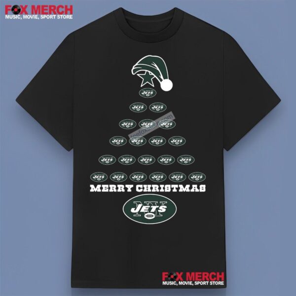 Merry Christmas Tree New York Jets Santa Hat T Shirt Gift 1