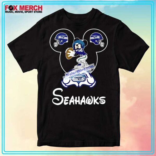 Mickey Mouse Seattle Seahawks with Mickey Ears Helmet T Shirt