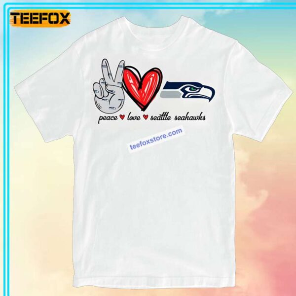 Peace Love Seattle Seahawks Team Logo T Shirt