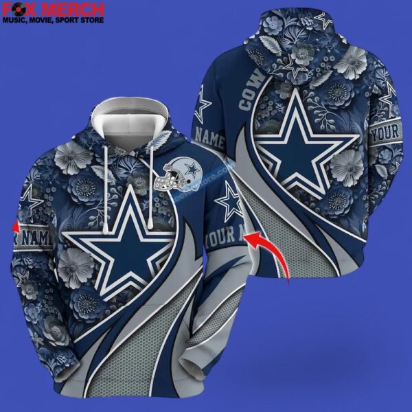 Personalized Dallas Cowboys Football Custom Name 3D Hoodie Photoroom