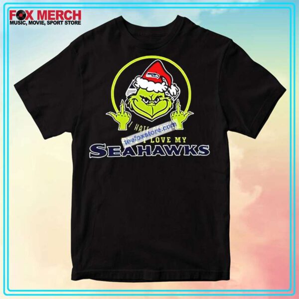 Seattle Seahawks The Grinch I Hate People But I Love My Seahawks Christmas T Shirt