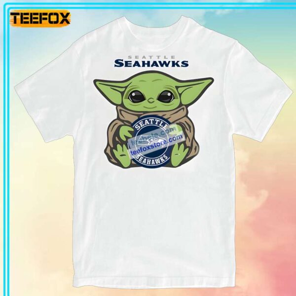 Seattle Seahawks with Baby Yoda Hugs Logo T Shirt