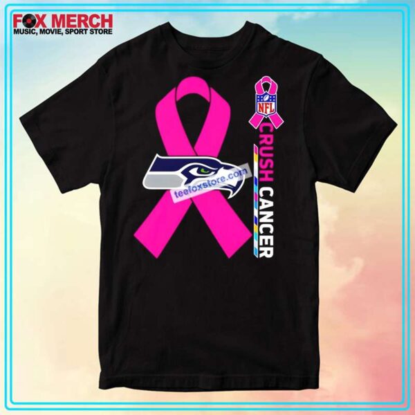 Seattle Seahawks with Breast Cancer Crusth Cancer Pink Design T Shirt