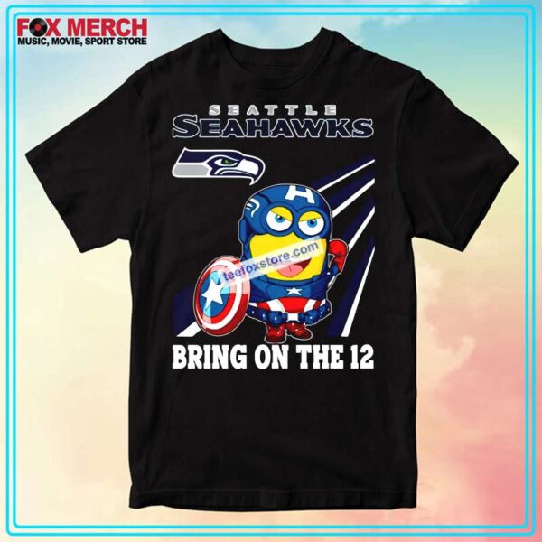 Seattle Seahawks with Captain Minion Bring On The 12 T Shirt