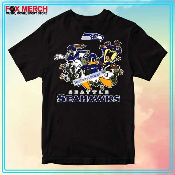 Seattle Seahawks with Looney Tunes Characters T Shirt