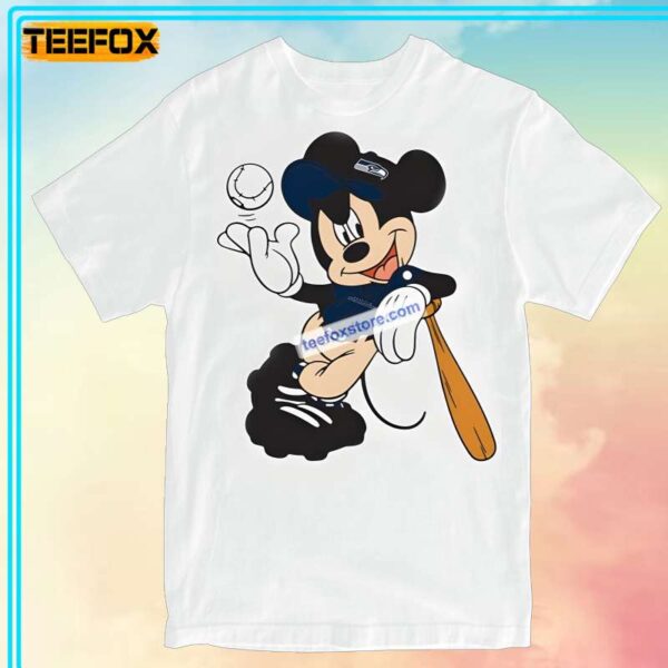 Seattle Seahawks with Mickey Mouse Play Baseball T Shirt