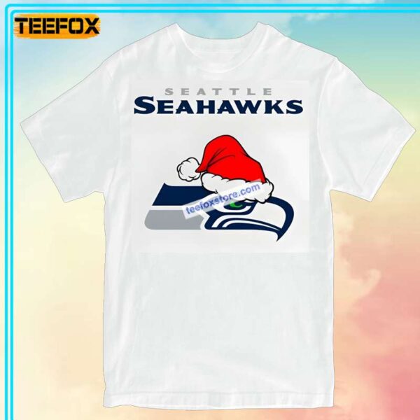 Seattle Seahawks with Santa Hat T Shirt