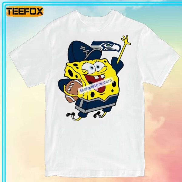 Seattle Seahawks with Spongebob Hugs Football T Shirt