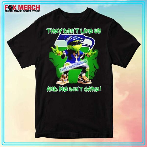 Seattle Seahawks with The Grinch Gangster They Dont Like Us And We Dont Care T Shirt