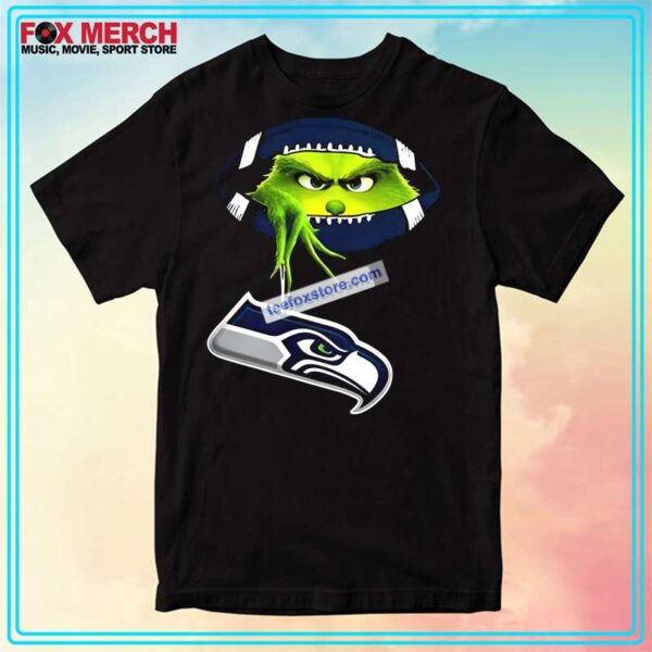 Seattle Seahawks with The Grinch Inside The Ball T Shirt