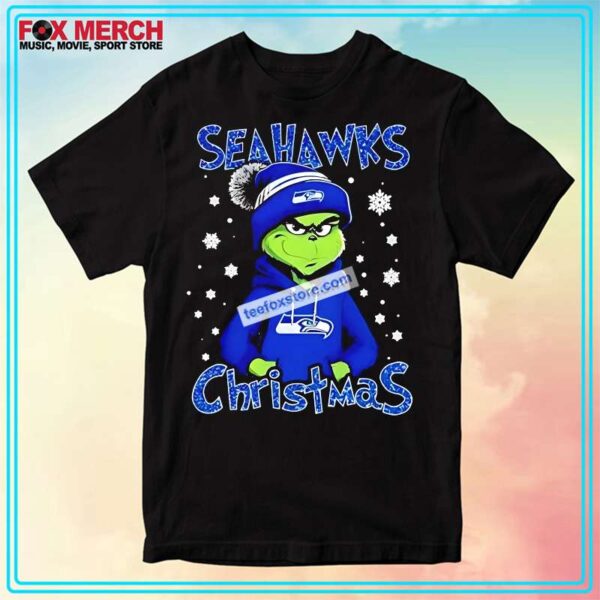 Seattle Seahawks with The Grinch Snow Christmas T Shirt