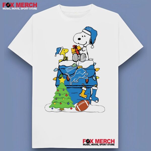 Snoopy Woodstock Detroit Lions Christmas Unisex T Shirt 1