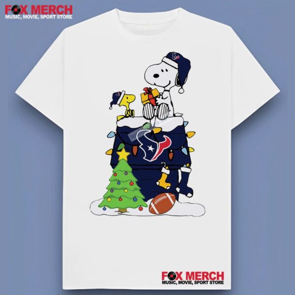 Snoopy Woodstock Houston Texans Christmas Unisex T Shirt 1