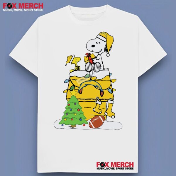 Snoopy Woodstock Los Angeles Chargers Christmas Unisex T Shirt 1